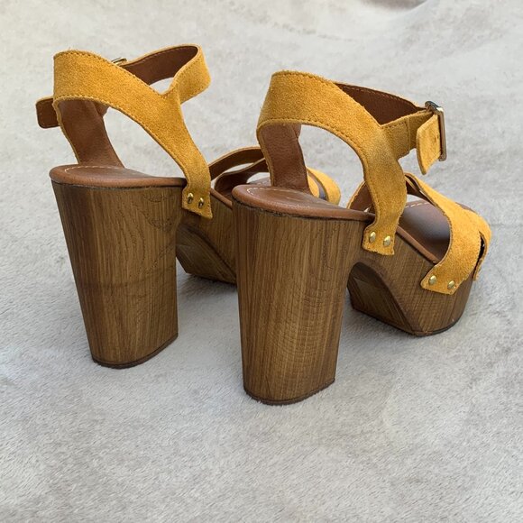 Aldo Deleniel Suede and Wooden Platform Block Heels Sz9 - Picture 8 of 16